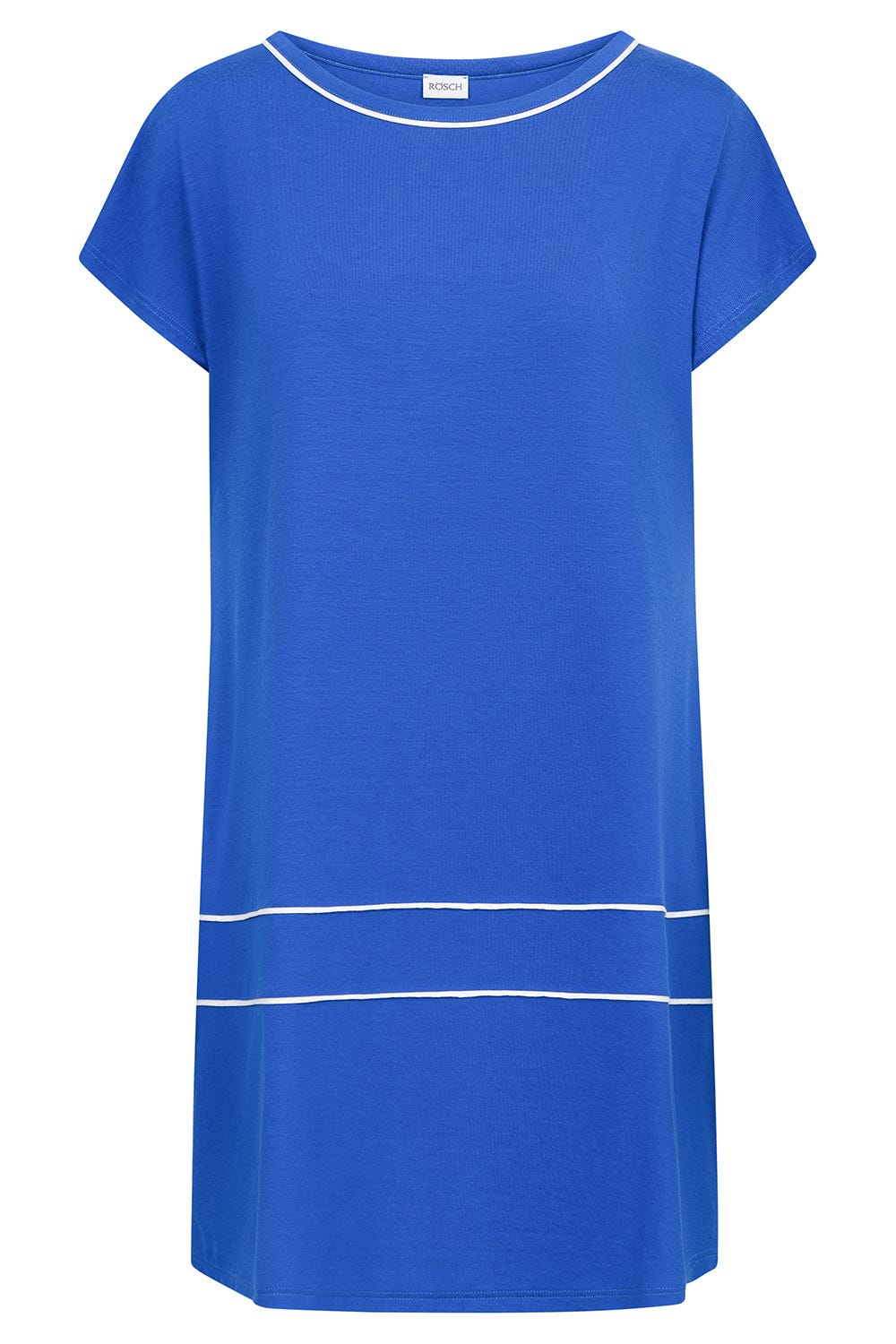 Hollowbild von Strandkleid Kurzarm mit Kontrast-Paspeln Neon-Blau