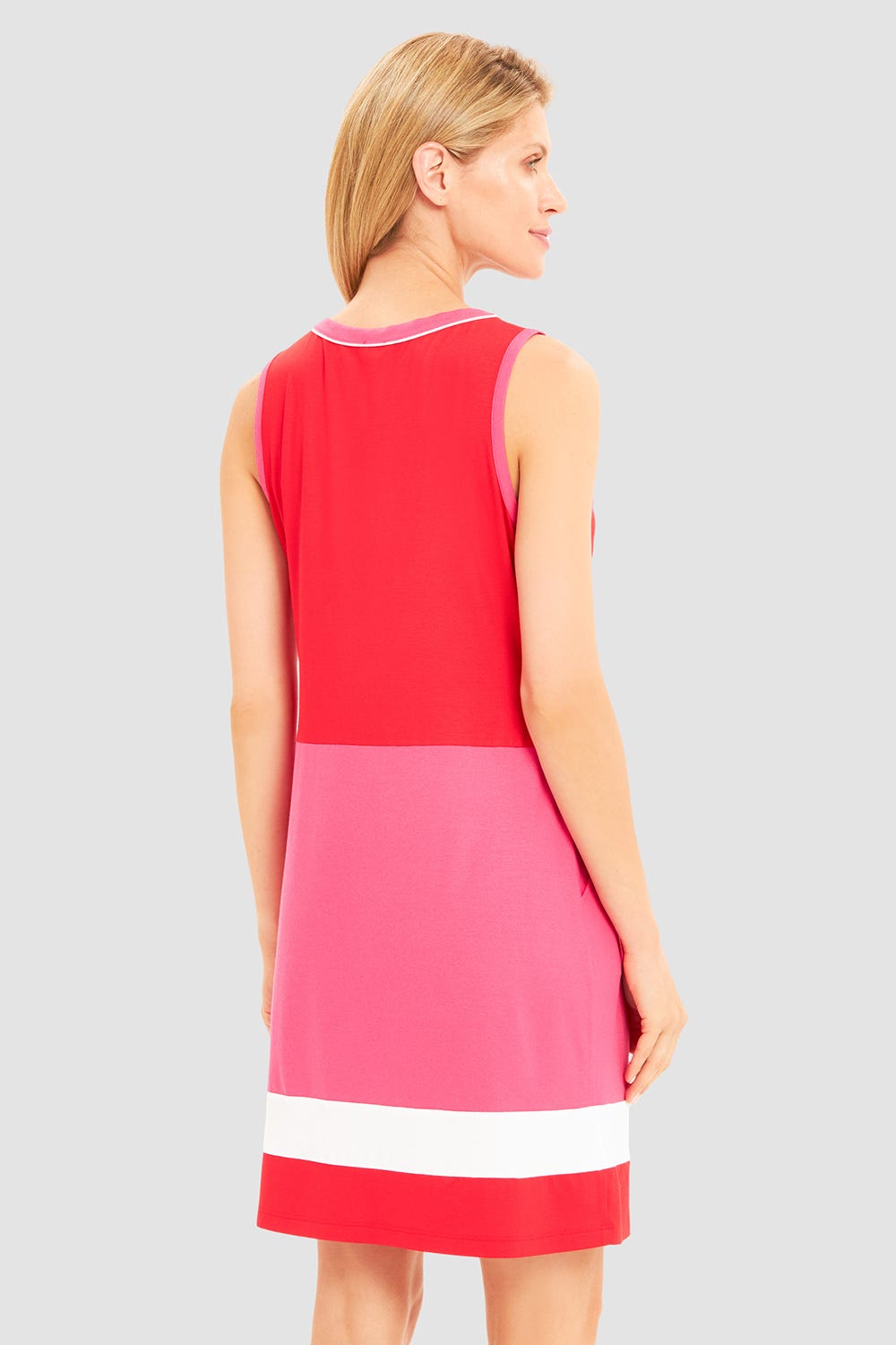 Rückansicht von Strandkleid Ärmellos im Colour-Blocking Style Viskose/Elasthan