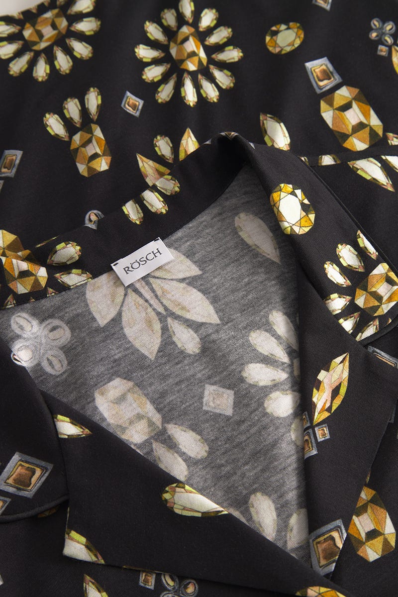 Detailbild 1 von Pyjama im Diamant-Druck Knopfleiste Herrenhemd-Stil Baumwolle/Modal