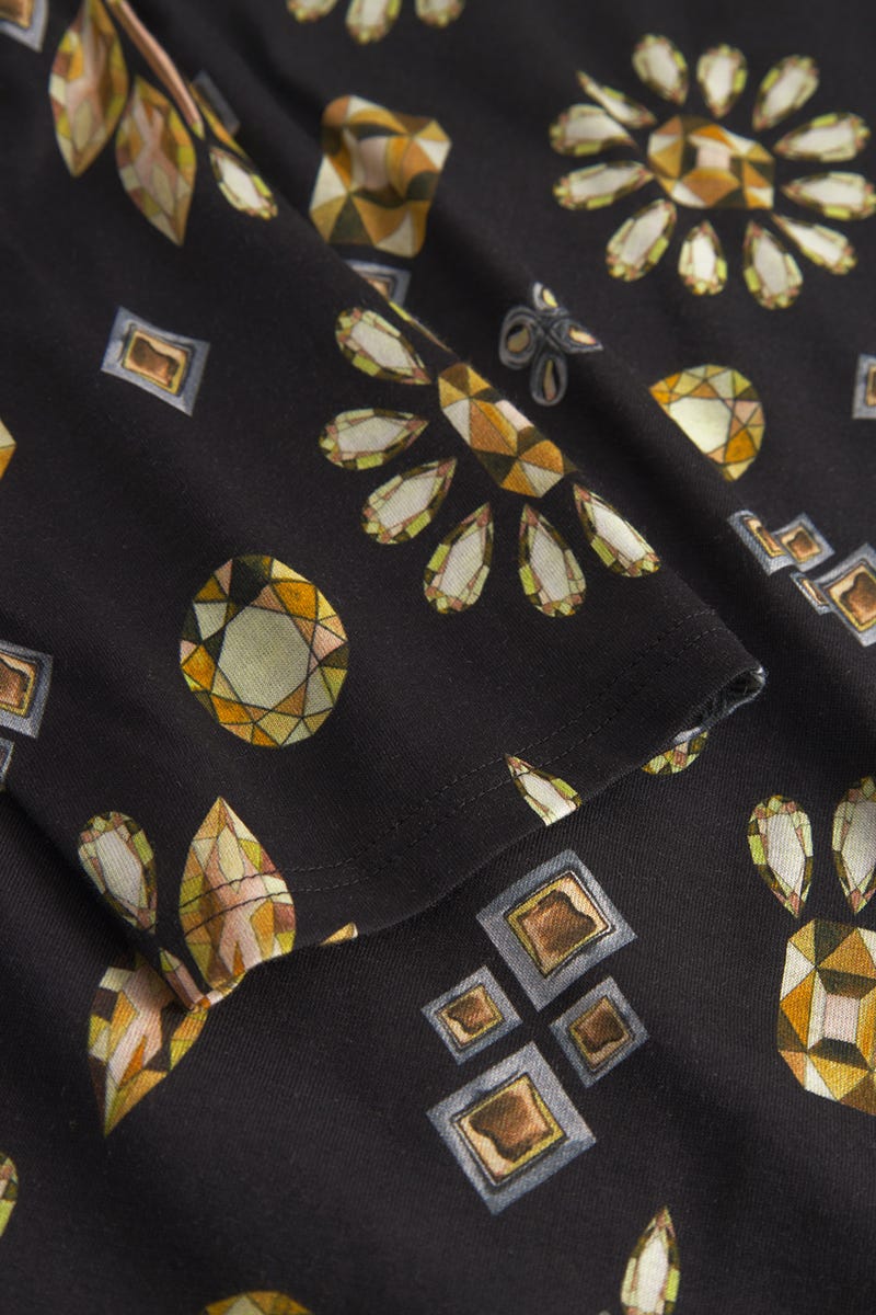 Detailbild 2 von Pyjama im Diamant-Druck Knopfleiste Herrenhemd-Stil Baumwolle/Modal