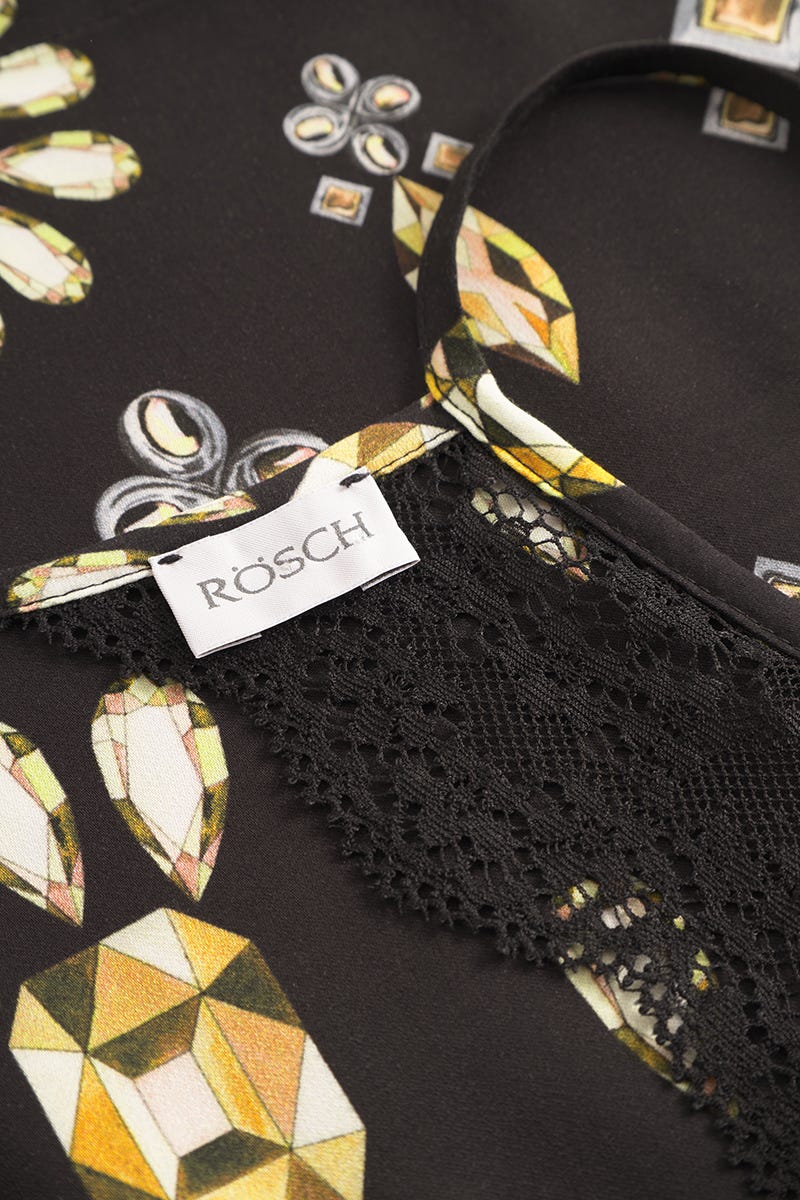 Detailbild 1 von Pyjama ärmellos im Diamant-Druck Spitzendetails Viskose