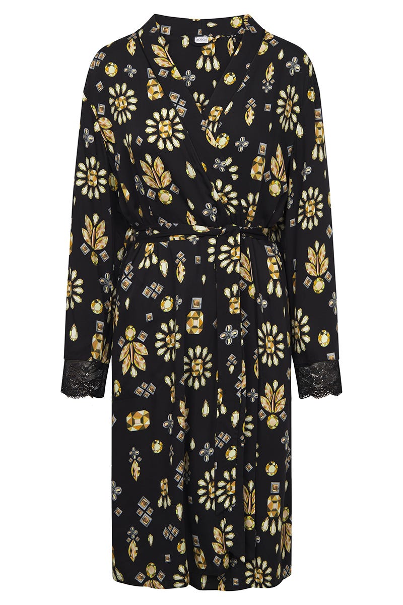 Hollowbild von Morgenmantel im Diamant-Druck Herrenhemd-Stil Viskose