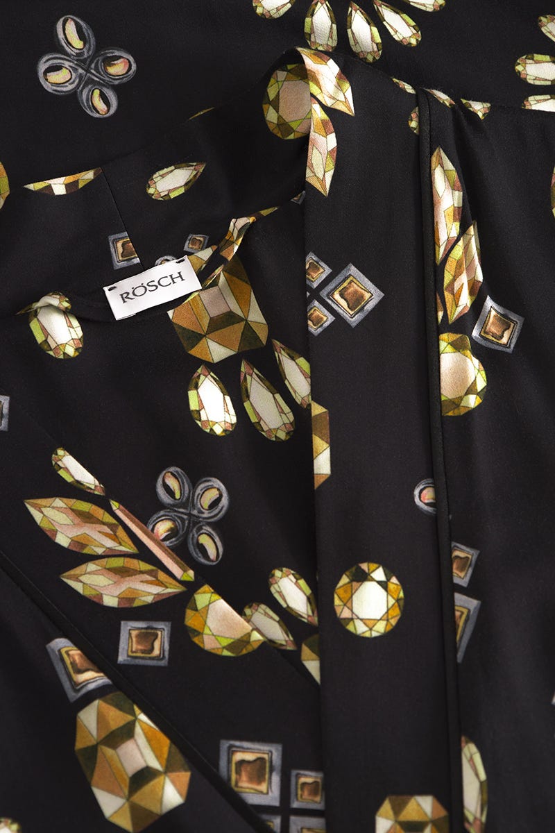 Detailbild 1 von Morgenmantel im Diamant-Druck Herrenhemd-Stil Viskose