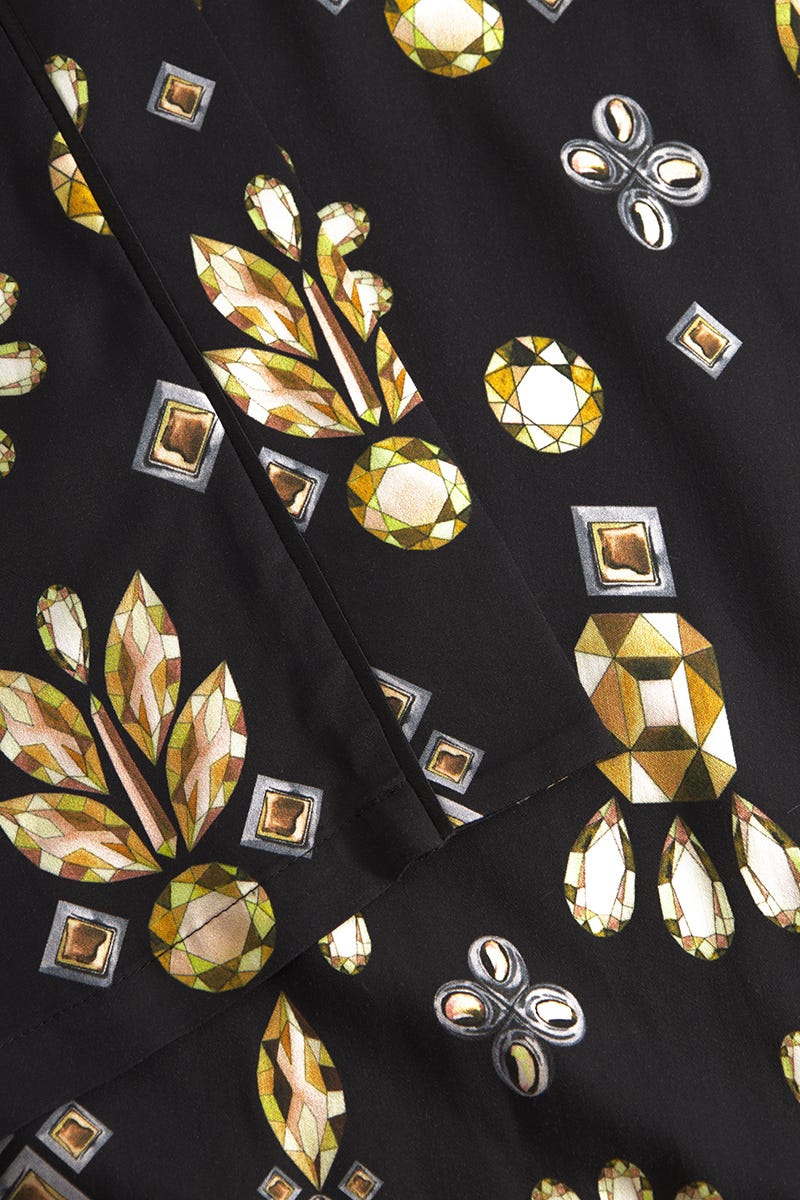 Detailbild 3 von Morgenmantel im Diamant-Druck Herrenhemd-Stil Viskose