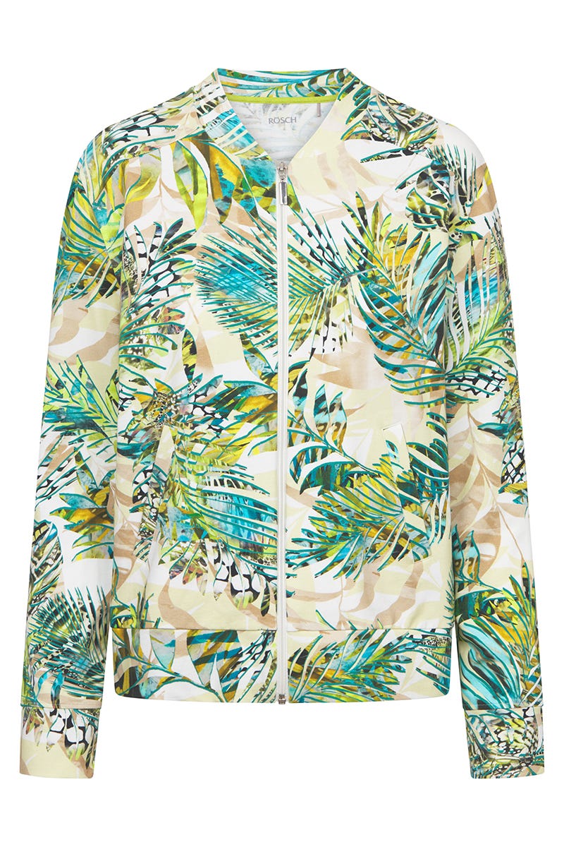 Hollowbild von Sweatjacke im exotischen Palmendruck Baumwolle/Elasthan