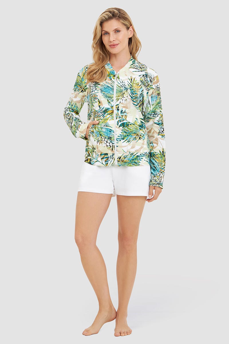 Detailbild 1 von Sweatjacke im exotischen Palmendruck Baumwolle/Elasthan