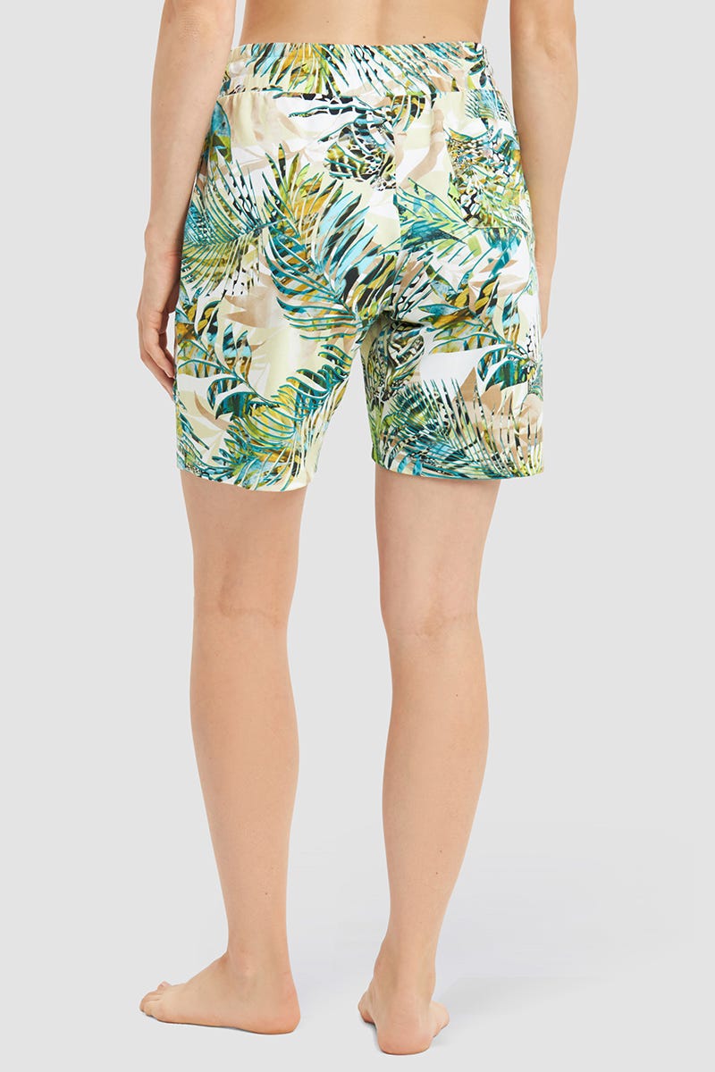 Rückansicht von Sweat Bermuda lang im exotischen Palmendruck Baumwolle/Elasthan