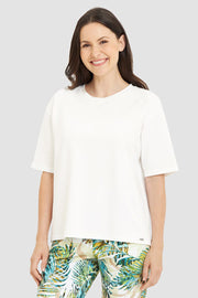 Frontalbild von Sweatshirt in Weiß sportiver Look Baumwolle/Elasthan