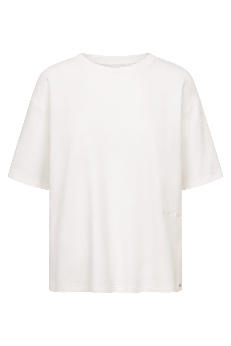 Hollowbild von Sweatshirt in Weiß sportiver Look Baumwolle/Elasthan