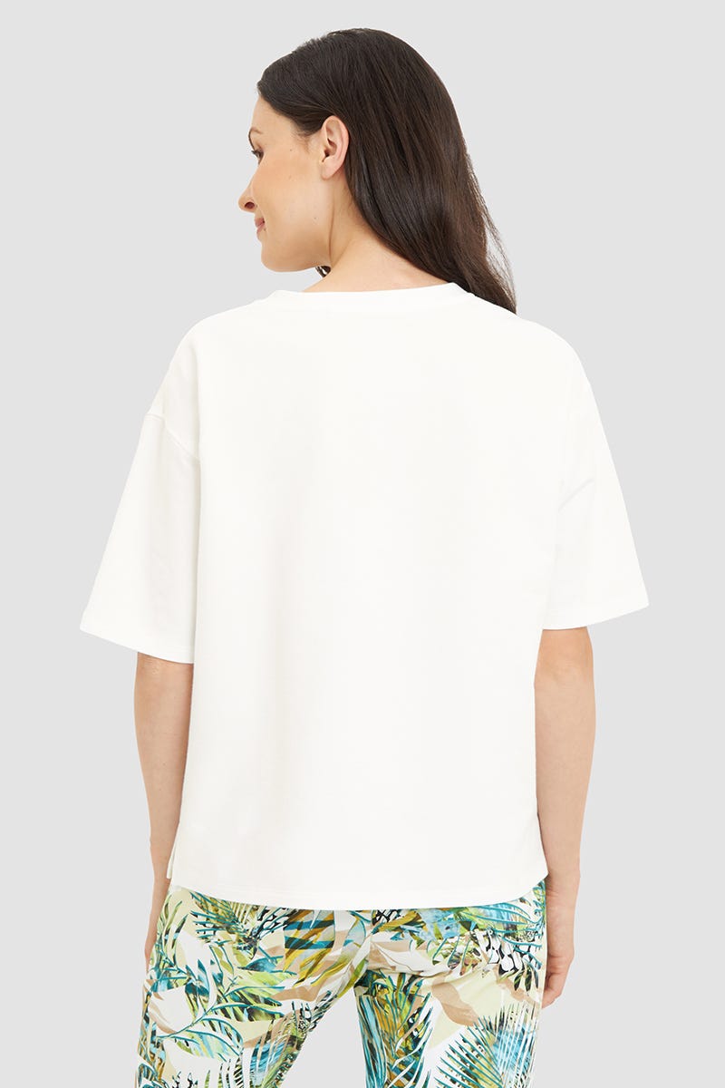 Rückansicht von Sweatshirt in Weiß sportiver Look Baumwolle/Elasthan