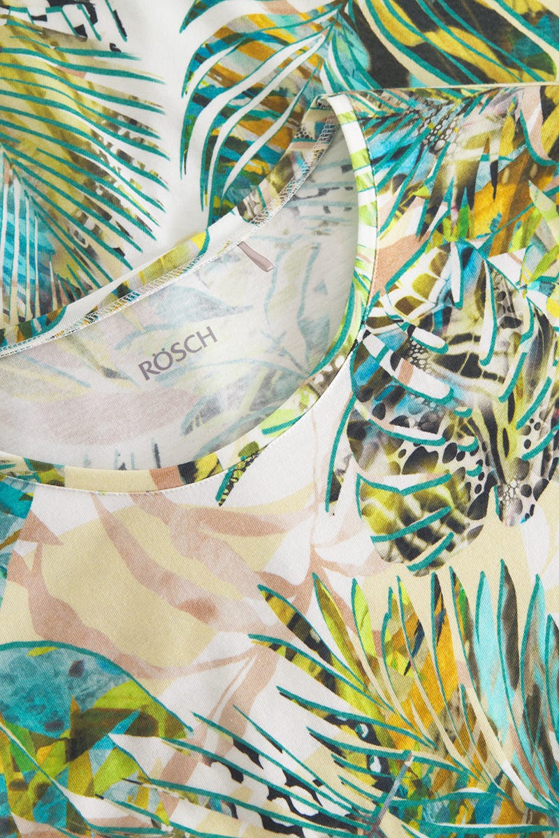 Detailbild 1 von Freizeitkleid Kurzarm im exotischen Palmendruck Baumwolle/Elasthan