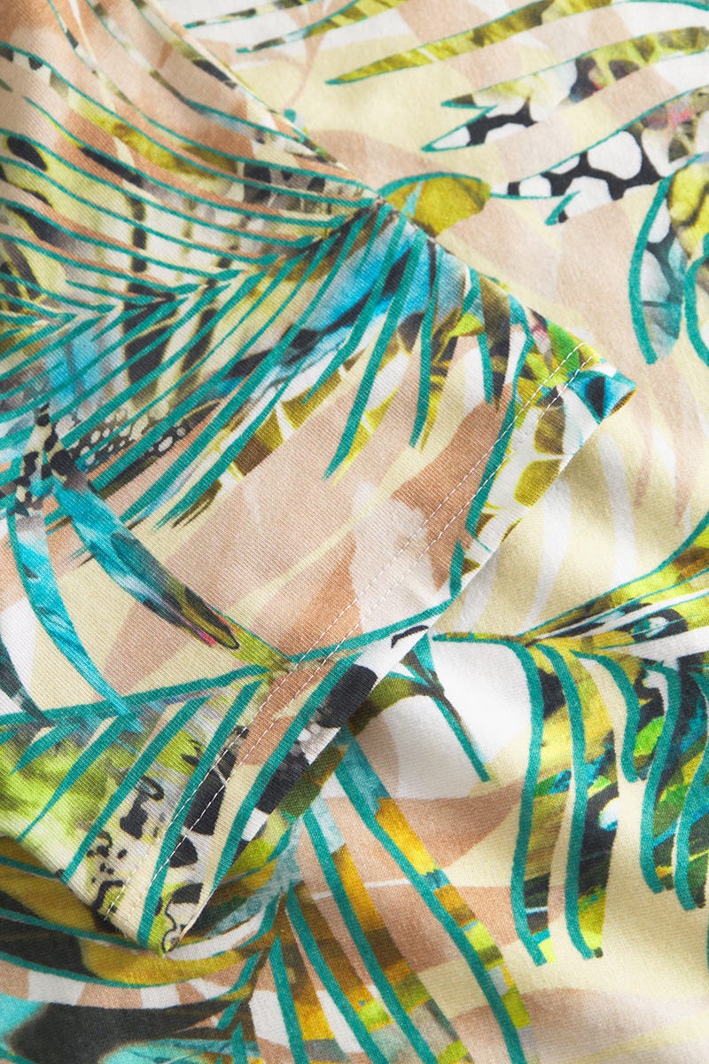 Detailbild 2 von Freizeitkleid Kurzarm im exotischen Palmendruck Baumwolle/Elasthan