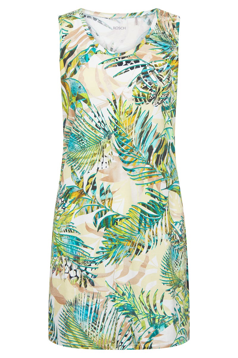 Hollowbild von Freizeitkleid Ärmellos im exotischen Palmendruck Baumwolle/Elasthan