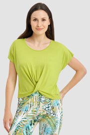 Frontalbild von T-Shirt mit Knoten-Detail sportiver Look Viskose/Elasthan