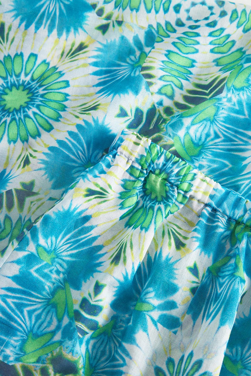 Detailbild 3 von Pyjama im Batikdruck Türkis aus Voile 100% Baumwolle