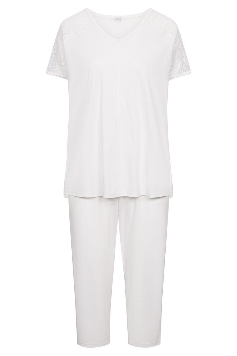Hollowbild von Pyjama mit Spitzendetails an Ärmel 100% Baumwolle