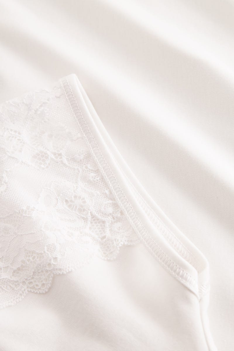 Detailbild 2 von Pyjama mit Spitzendetails an Ärmel 100% Baumwolle