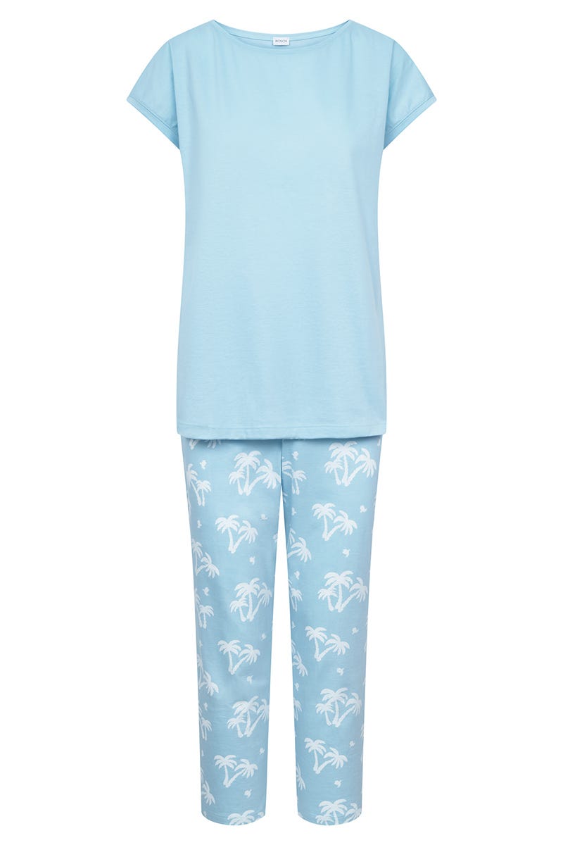Hollowbild von Pyjama mit Palmendruck 100% Baumwolle