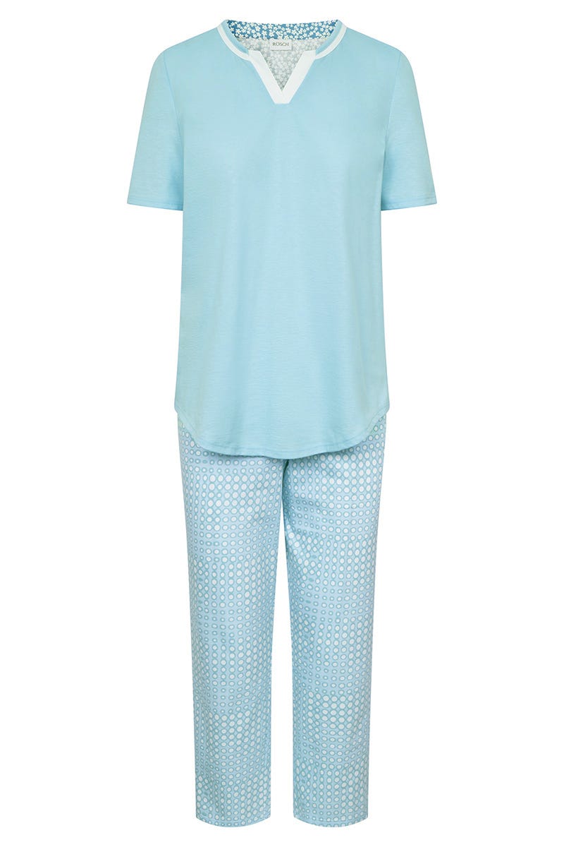 Hollowbild von Pyjama mit Retro-Punktedruck 100% Baumwolle