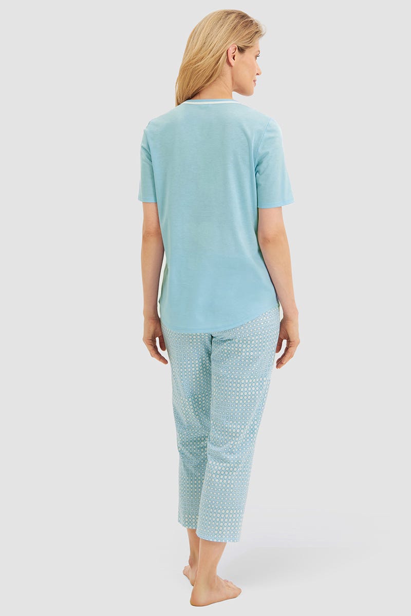 Rückansicht von Pyjama mit Retro-Punktedruck 100% Baumwolle