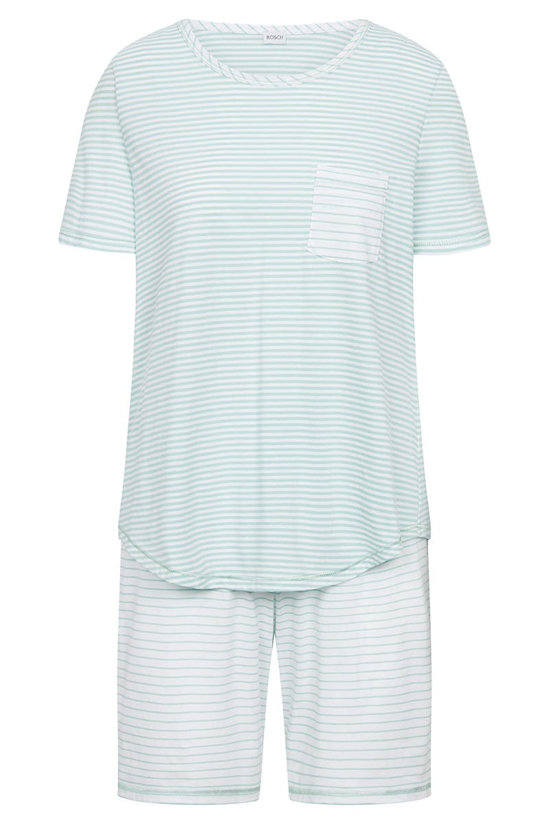 Hollowbild von Pyjama mit Bermuda im Ringeldruck 100% Baumwolle