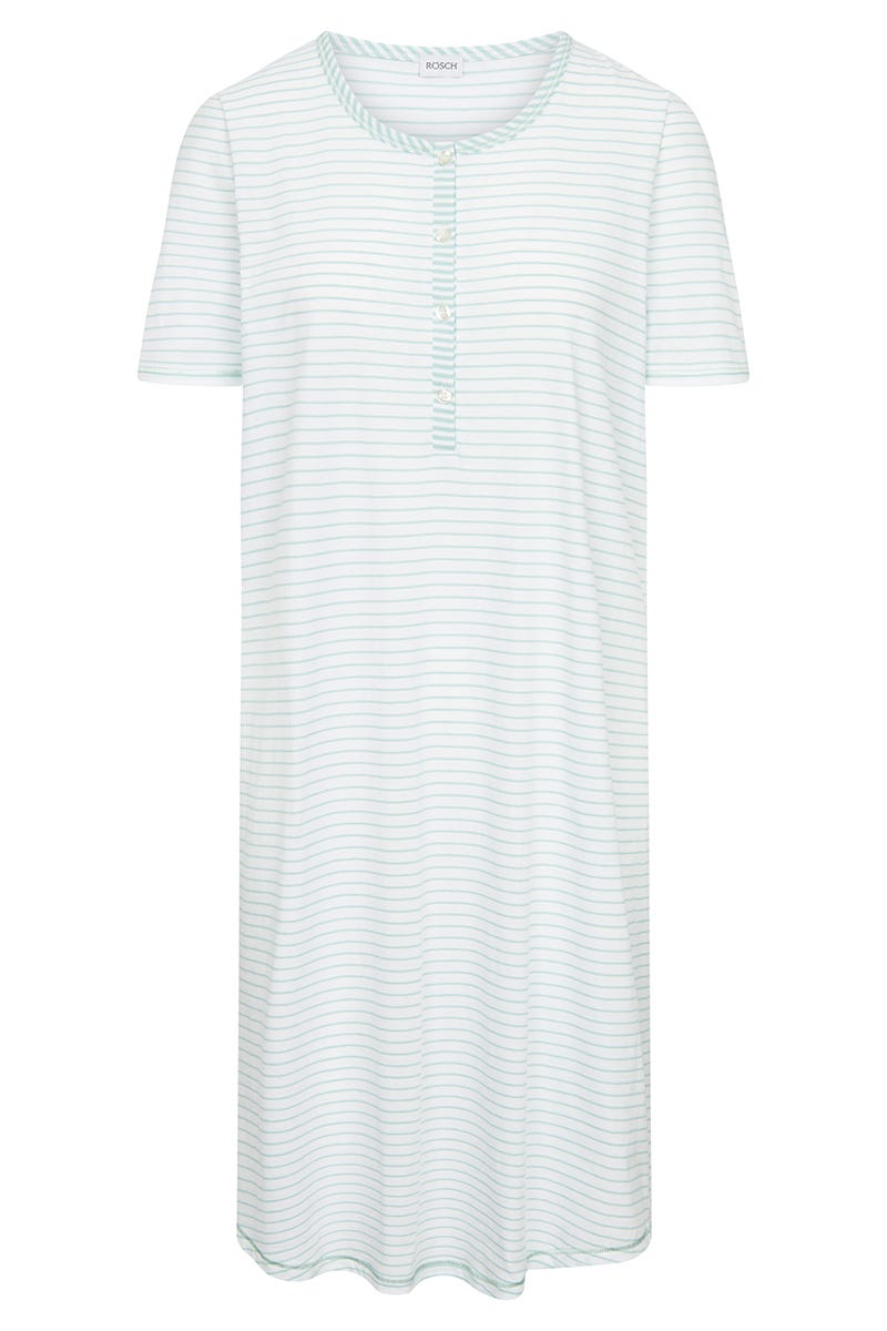 Hollowbild von Nachthemd im Ringeldruck mit Knopfleiste 100% Baumwolle