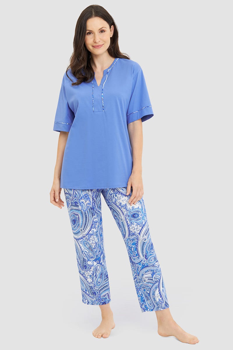 Frontalbild von Pyjama mit Paisley-Druck im Tunika-Stil Baumwolle/Modal