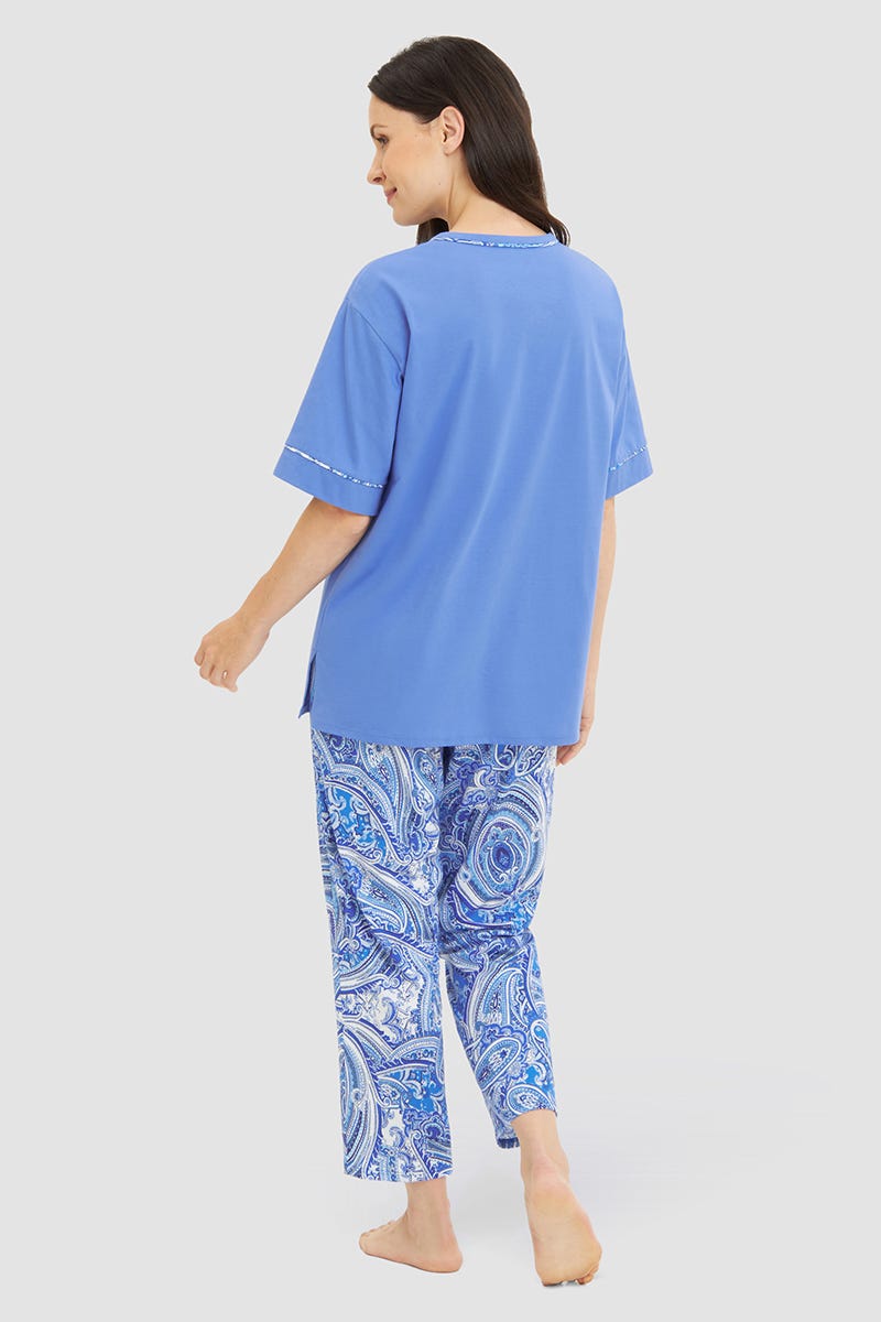 Rückansicht von Pyjama mit Paisley-Druck im Tunika-Stil Baumwolle/Modal