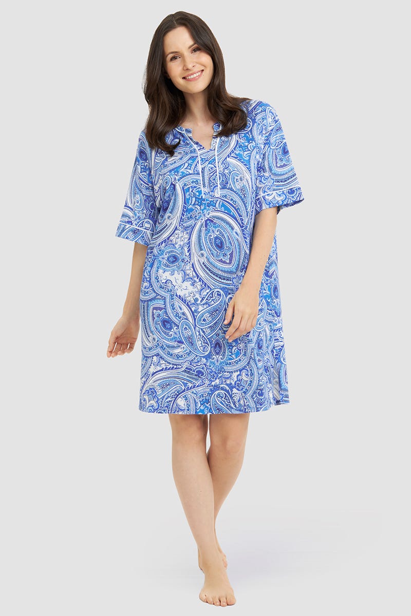 Frontalbild von Nachthemd im Paisley-Druck im Tunika-Stil Baumwolle/Modal