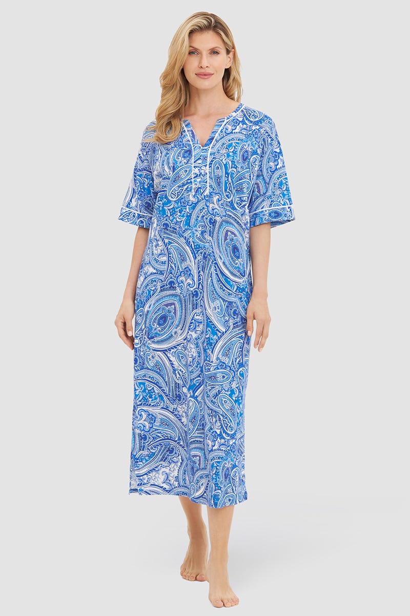 Frontalbild von Nachtkleid im Paisley-Druck im Tunika-Stil Baumwolle/Modal