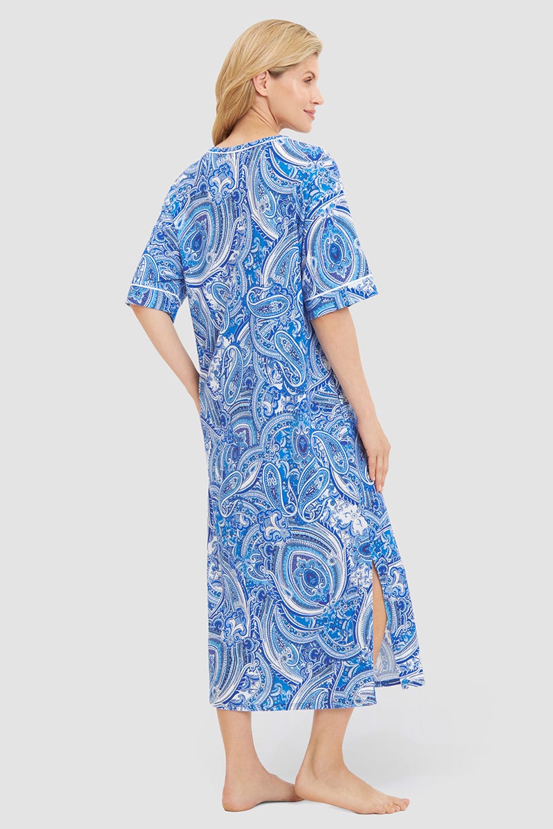 Rückansicht von Nachtkleid im Paisley-Druck im Tunika-Stil Baumwolle/Modal