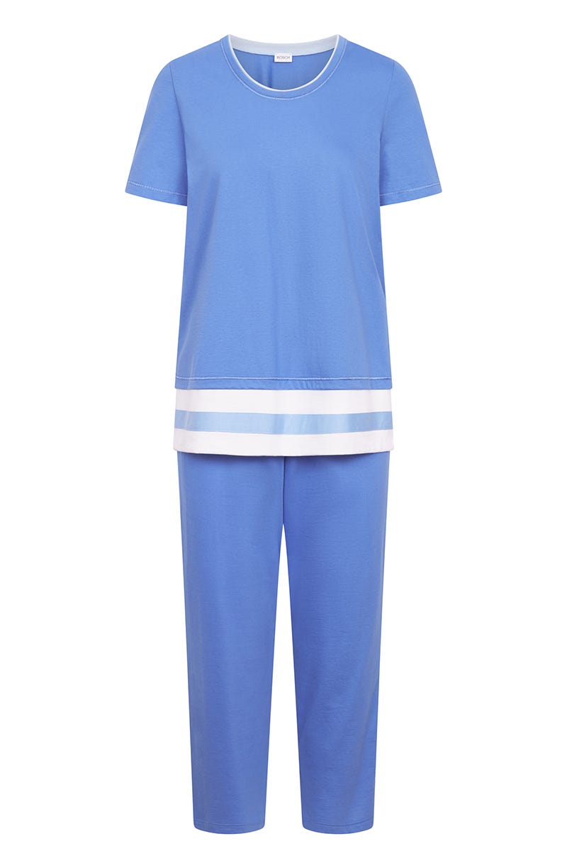Hollowbild von Pyjama mit Colourblocking-Details Blau Baumwolle/Modal