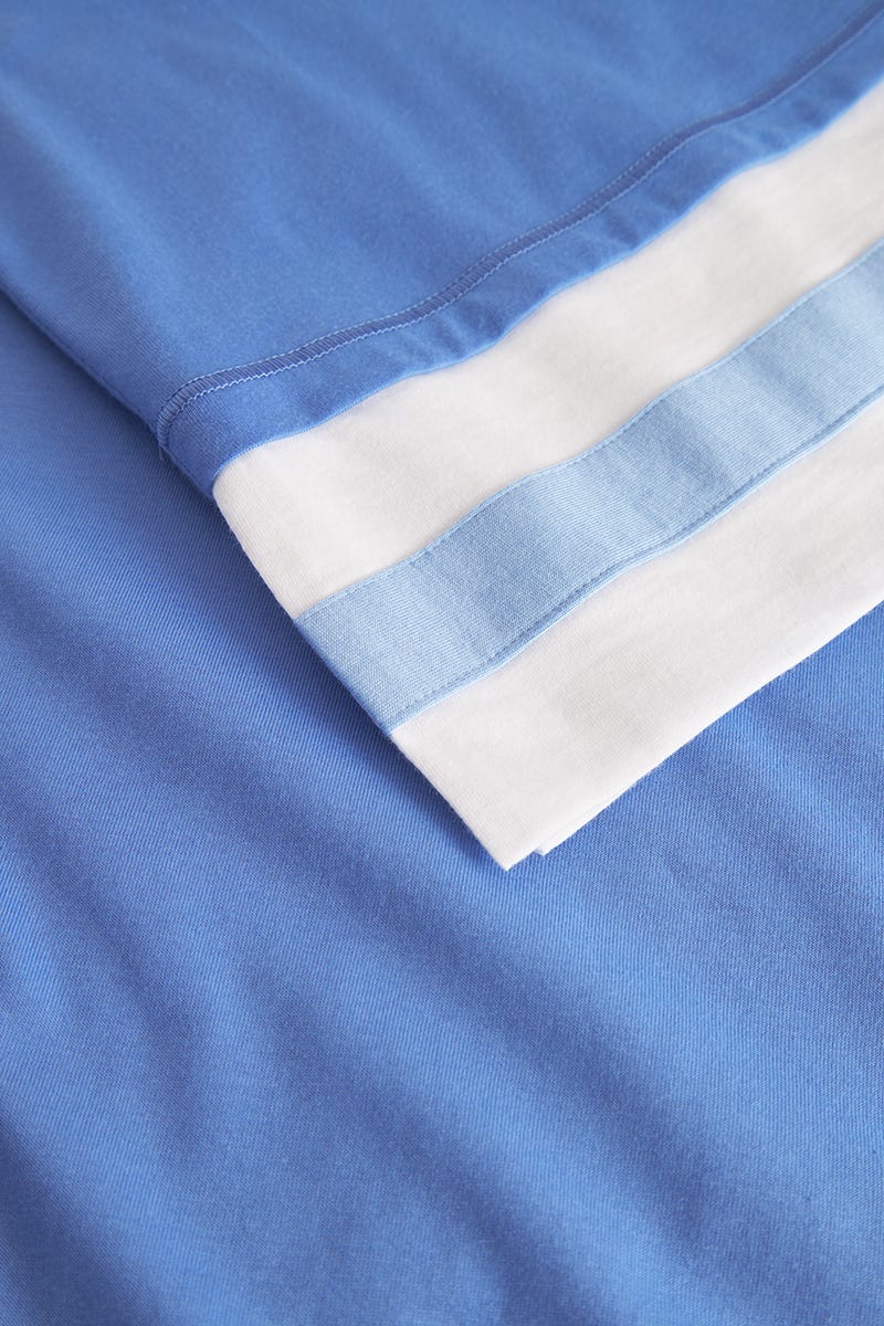Detailbild 2 von Pyjama mit Colourblocking-Details Blau Baumwolle/Modal