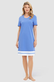 Frontalbild von Nachthemd mit Colourblocking-Details Blau Baumwolle/Modal