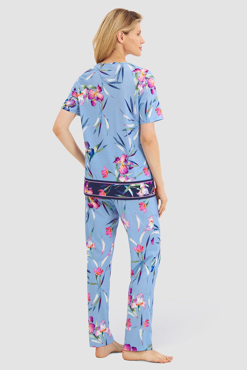 Rückansicht von Pyjama im Blumendruck Schwertlilie Baumwolle/Modal