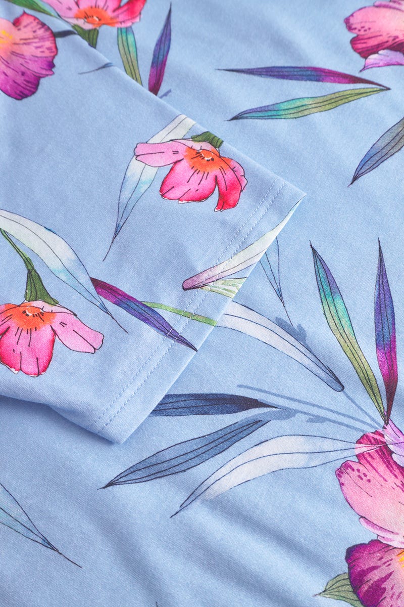 Detailbild 2 von Nachthemd Kurzarm im Blumendruck Schwertlilie Baumwolle/Modal