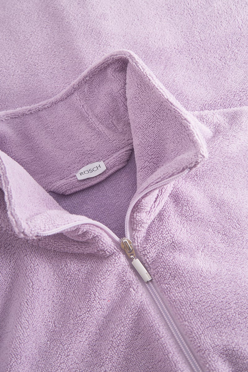 Detailbild 1 von Morgenmantel aus Flausch Pastellfarben Violett Materialmix