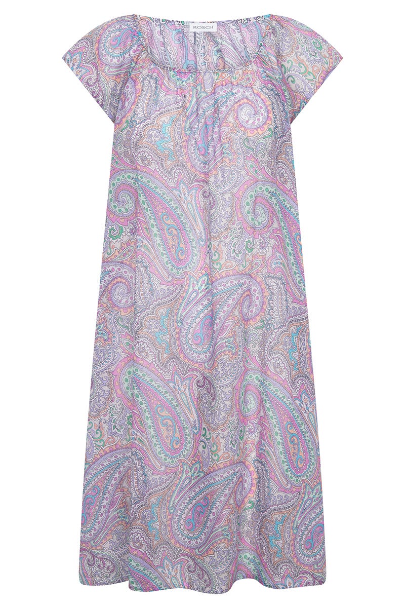 Hollowbild von Nachthemd Kurzarm im Paisley-Druck Voile 100% Baumwolle