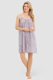 Frontalbild von Nachtkleid Ärmellos im Paisley-Druck Voile 100% Baumwolle