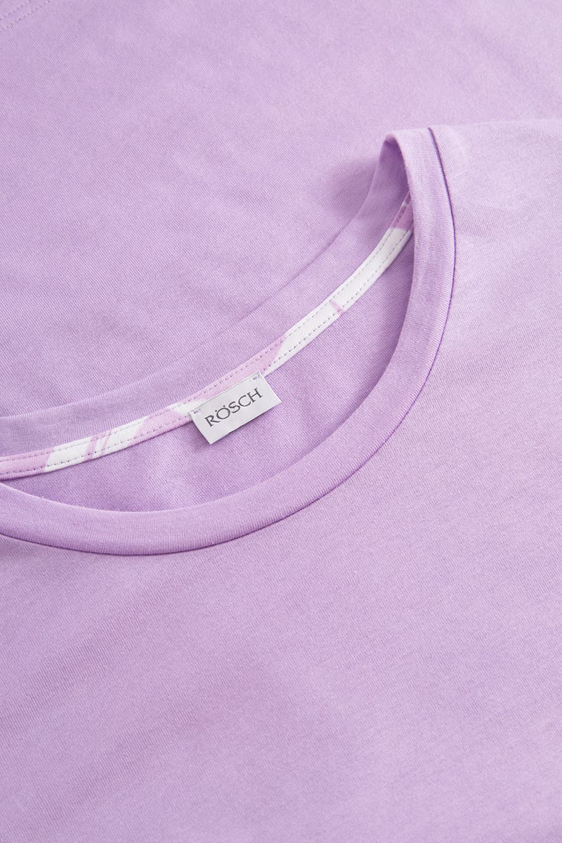 Rückansicht von Pyjama mit Blumendruck Violett 100% Baumwolle