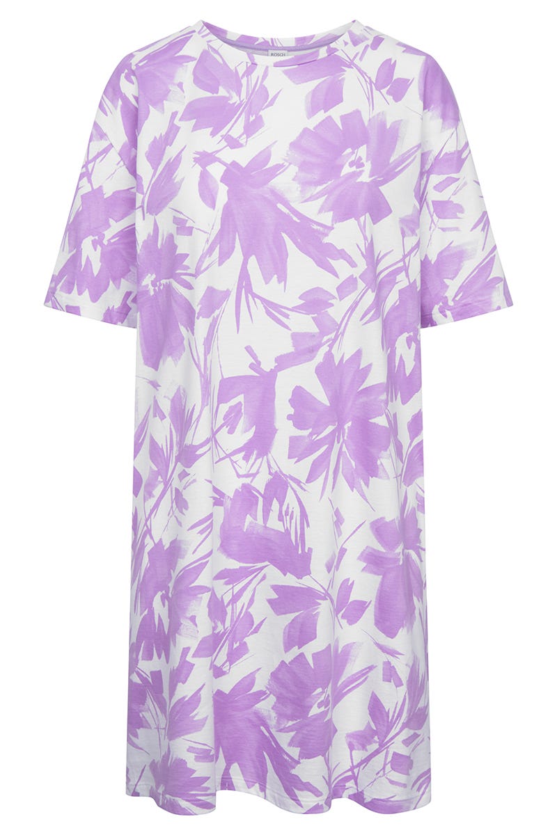 Hollowbild von Nachthemd im Blumendruck Violett 100% Baumwolle