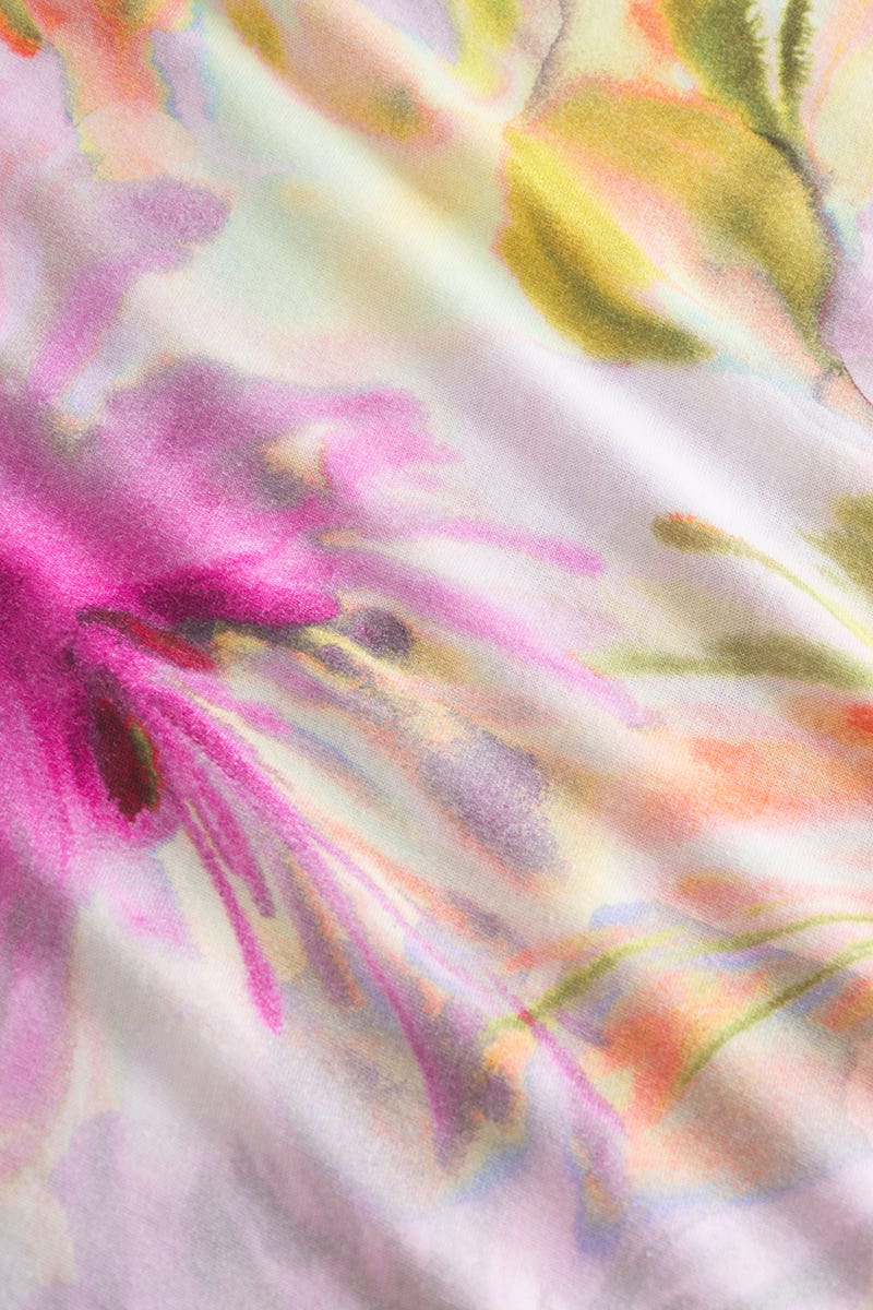 Detailbild 3 von Nachthemd Kurzarm im Blumendruck Gelb-Pink Baumwolle/Modal