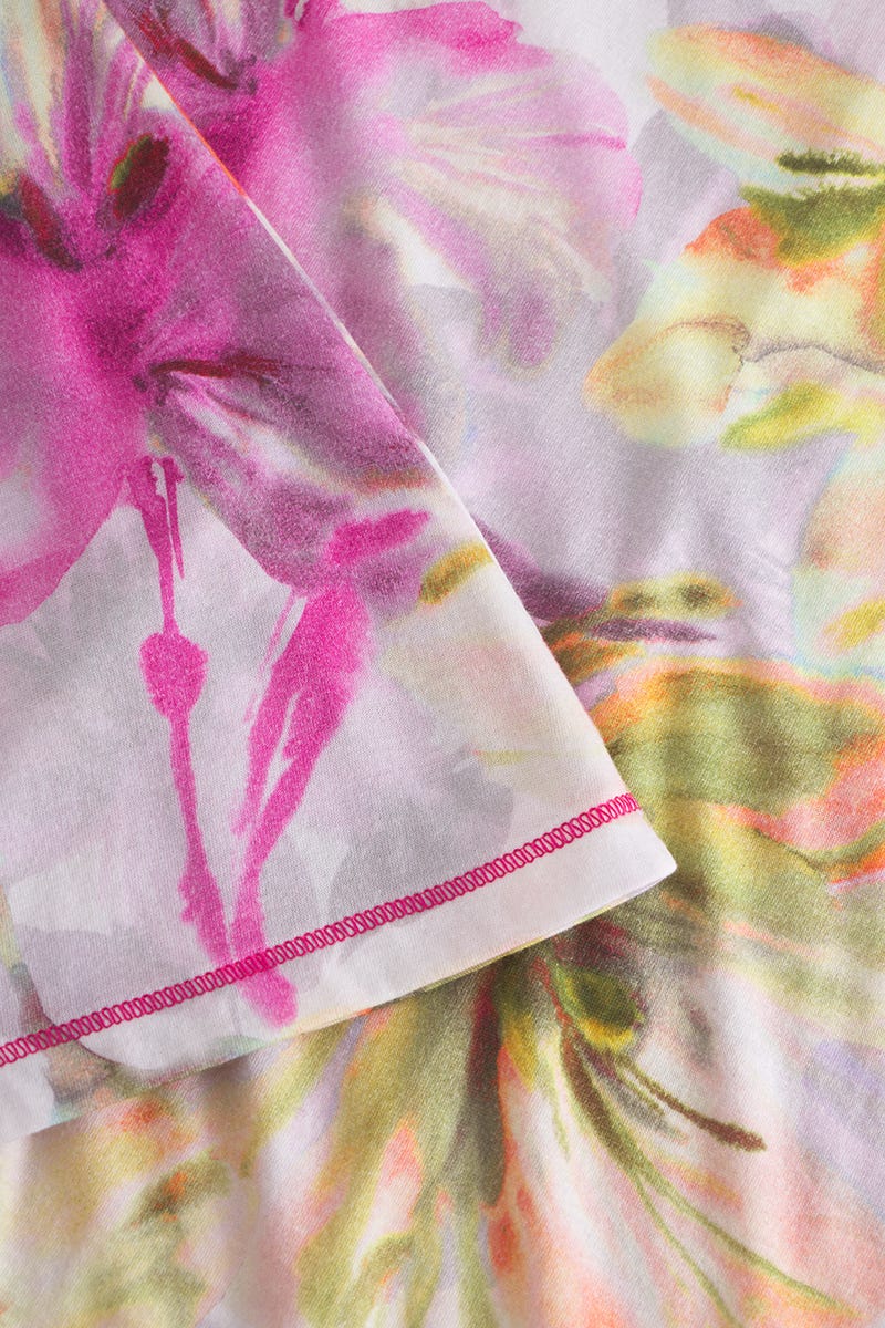 Detailbild 3 von Nachthemd Ärmellos im Blumendruck Gelb-Pink Baumwolle/Modal