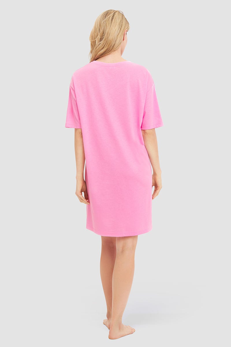 Rückansicht von Nachthemd im sportiven Look Rosa Baumwolle/Modal