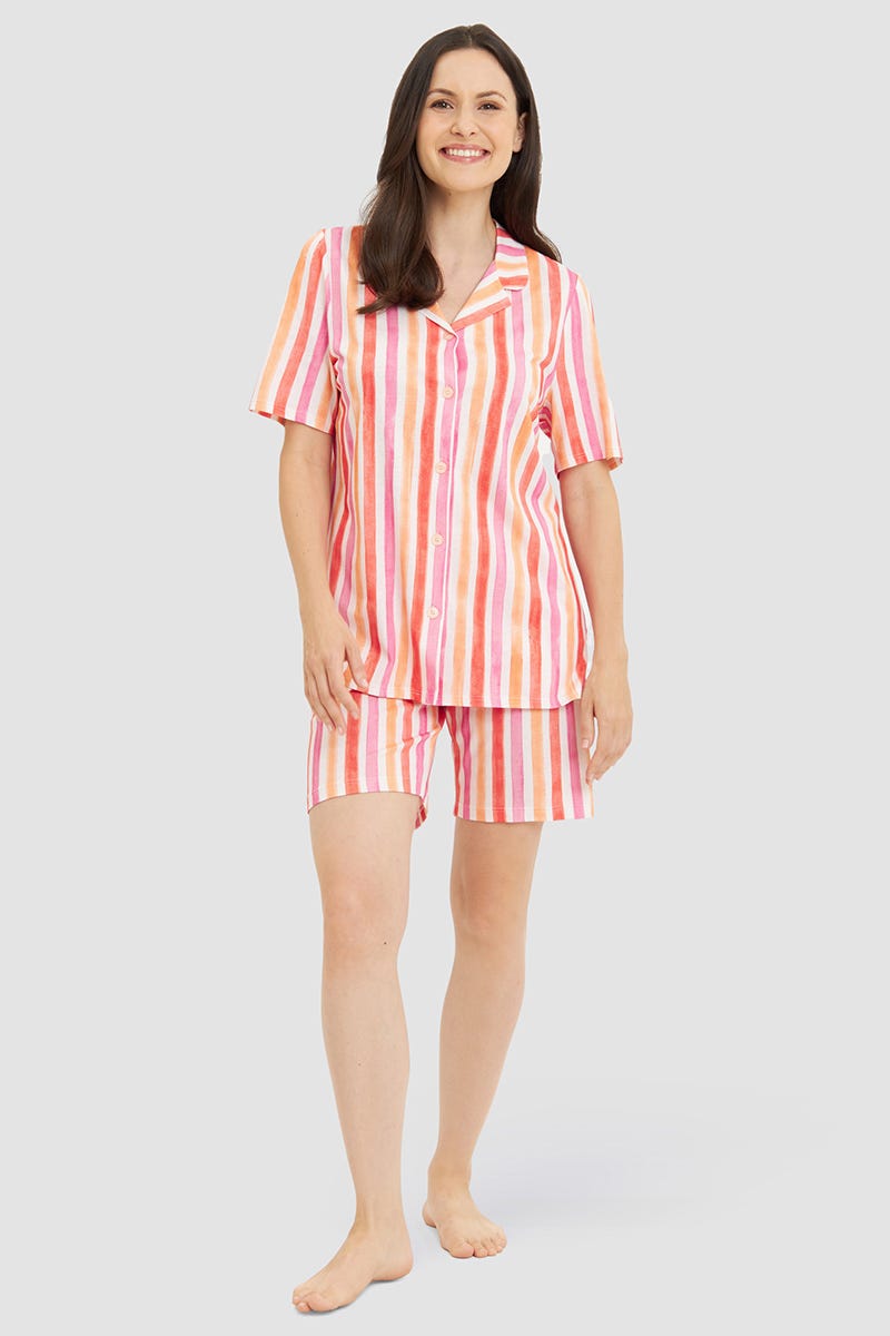 Detailbild 1 von T-Shirt im farbenfrohen Streifendruck Herrenhemdstil Baumwolle/Modal