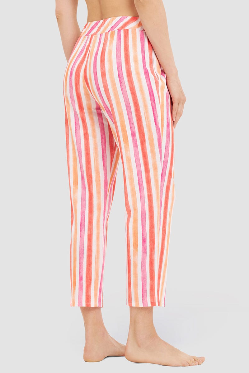 Rückansicht von 7/8-Hose im farbenfrohen Streifendruck Baumwolle/Modal