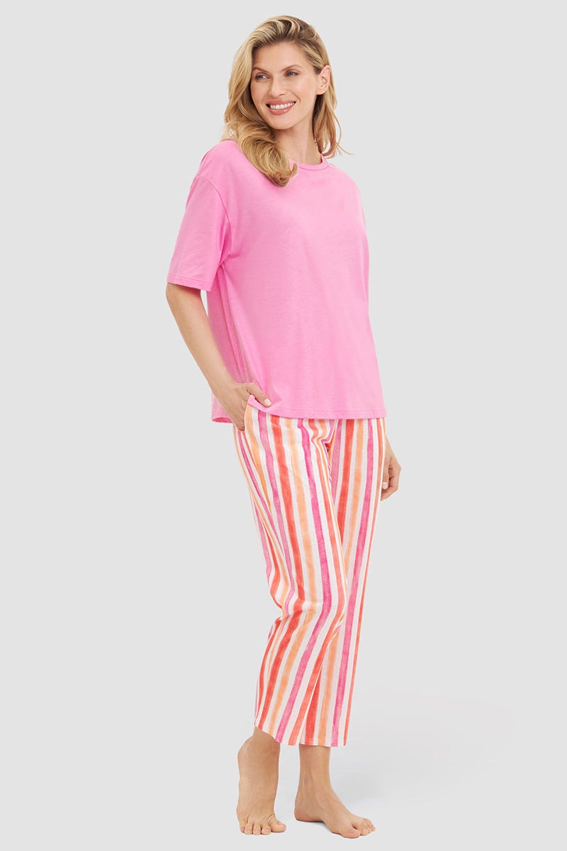 Detailbild 1 von 7/8-Hose im farbenfrohen Streifendruck Baumwolle/Modal