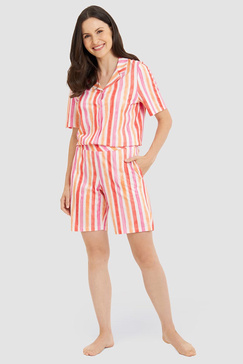 Detailbild 1 von Bermuda im farbenfrohen Streifendruck Baumwolle/Modal