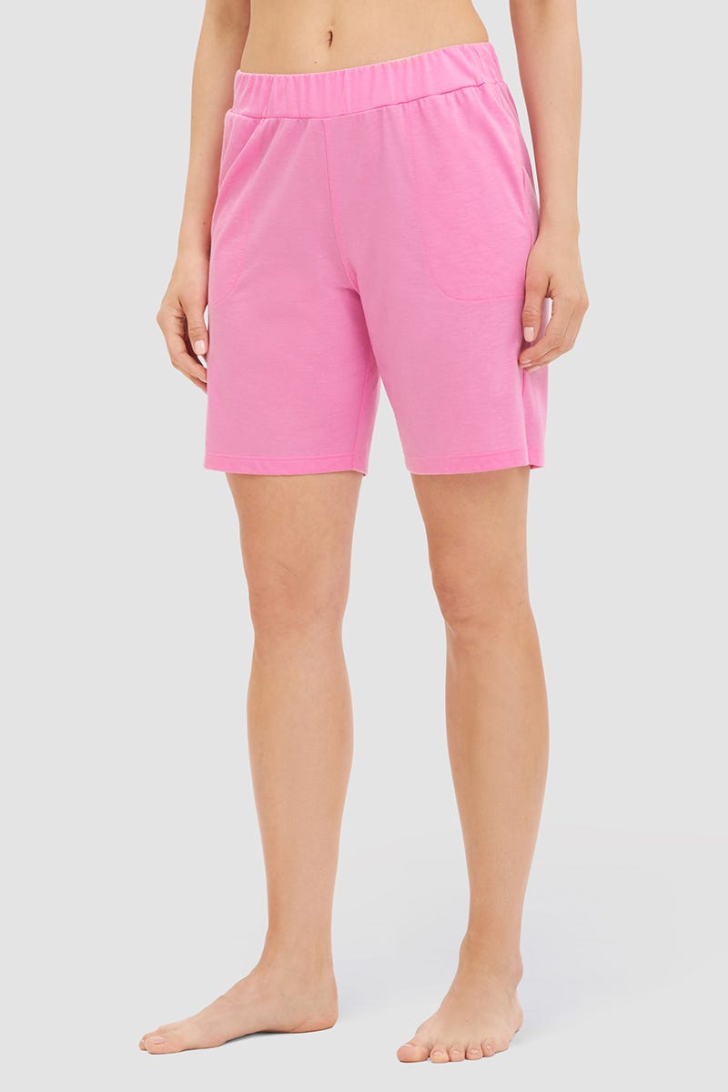 Frontalbild von Bermuda im sportiven Look Rosa Baumwolle/Modal