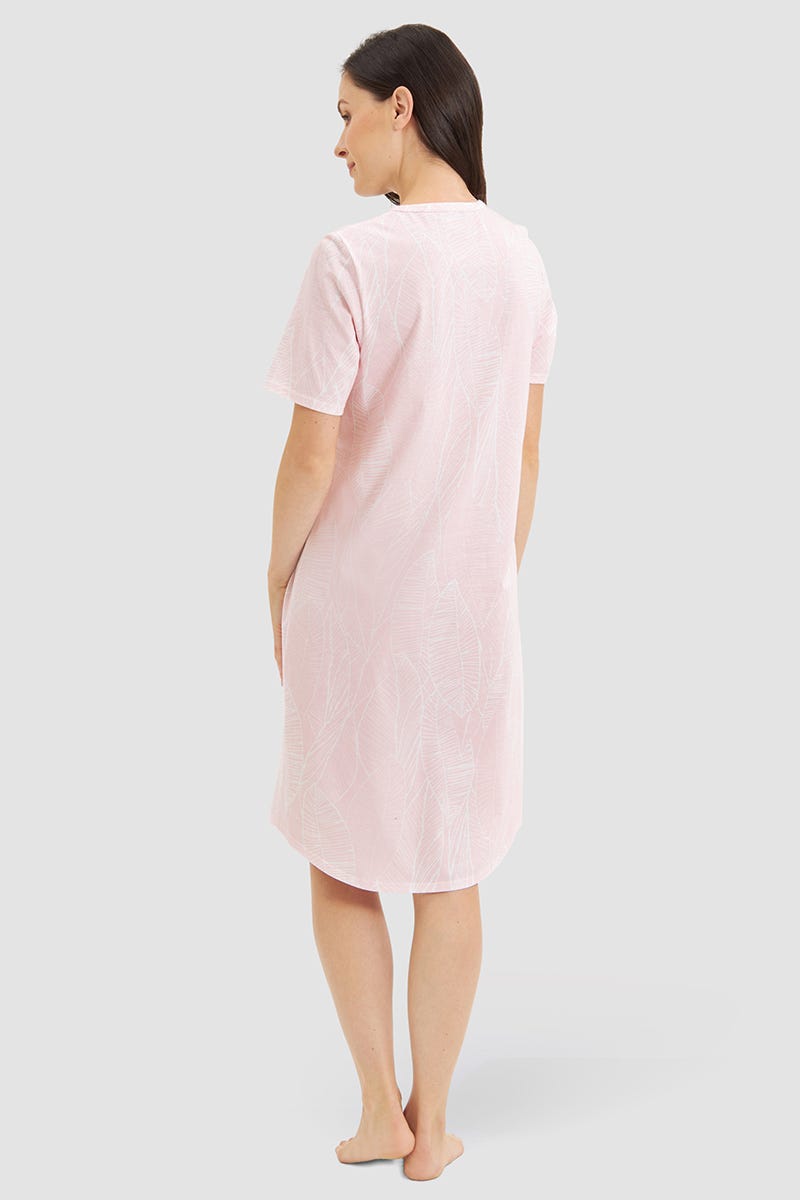 Rückansicht von Nachthemd im gezeichneten Blätter-Druck 100% Baumwolle